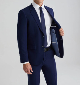 Costume bleu marine classique deux pièces de haute qualité, fabriqué au Pakistan, couleur personnalisable, élégant, pour affaires, par un créateur de mode. - Product Image 5