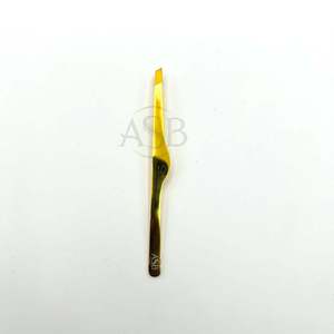Pinzas para Cejas en Forma de S, Chapadas en Oro, de Acero Inoxidable, con Punta Inclinada, Impresión de Logotipo Personalizado, Pinzas para Cejas Doradas OEM - Product Image 2