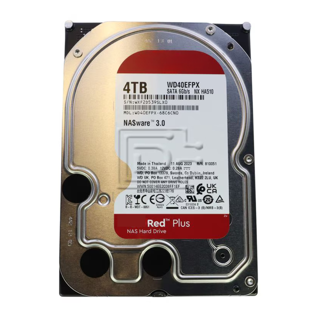 4TB Red Plus NAS Internal Hard Drive WD40EFPX 3.5 Inch SATA 6Gb/s 5400RPM 256MB Cache High Reliability Desktop Network Storage