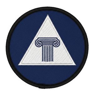 Parche Termoadhesivo Masónico de Regalia con Pilar y Triángulo, Insignia Bordada de Círculo Azul para Ropa, Traje, Chaqueta, Uniforme de Masón - Product Image 1
