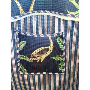 Sac fourre-tout bohème Shyam Export, motif léopard brodé, rayures bleues, ouverture supérieure, fermeture éclair, sac de shopping toutes saisons, usage quotidien - Product Image 5