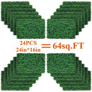24 pezzi 24in * 16in legno di bosso artificiale Topiary Hedge Grass sfondo recinzione Privacy schermo per balcone giardino pianta artificiale - Product Image 1