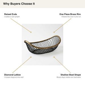 Handmade 34 cm Iron Wire <b>Basket</b> Black Antique Brass Raised Ends Heera Diamond Lattice Oval <b>Bread</b> <b>Basket</b> for Home Decor Garage - Product Image 4