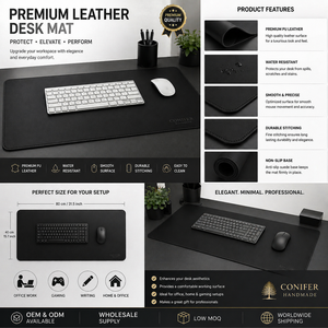 Premium Full Grain Leather <b>Desk</b> Mat Extra <b>Large</b> Waterproof Office Writing Pad Non-Slip Executive Table Blotter Custom Logo - Product Image 5