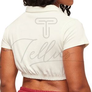 Camiseta de punto informal para mujer, ajuste ceñido, largo regular, proveedor de ropa urbana personalizada, camisetas en oferta, algodón transpirable - Product Image 2