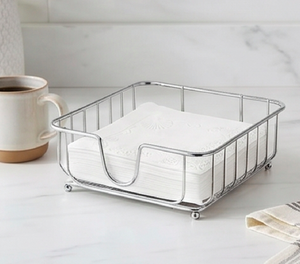 Porte-serviettes élégant en acier inoxydable avec finition argentée, parfait pour la vaisselle et la décoration de table à la maison. - Product Image 5
