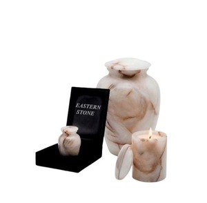 Marble Funeral Urn Keepsake Urn and Tealight Candle Jar Set <b>Memorial</b> Ashes Holder for Human or Pet Remembrance Wholesale - Product Image 5