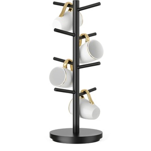 Support de comptoir en métal noir à 6 crochets pour tasses et mugs, organisateur peu encombrant pour accessoires de cuisine, prix bas, vente en gros - Product Image 1