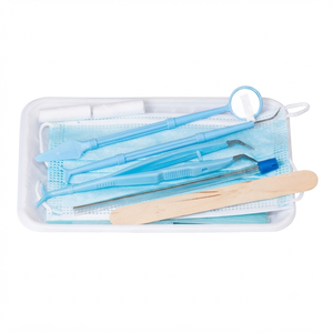 Kit d'instruments dentaires jetables blancs, outils d'examen dentaire manuels, certifiés CE, poignée moletée, Classe I - Product Image 2