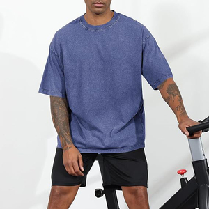 T-shirt ample à coupe carrée avec épaules tombantes, détails déchirés sur le devant, effet délavé à l'acide, pour hommes, style streetwear - Product Image 3
