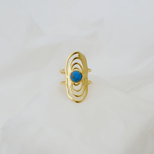 Anillo Ajustable Geométrico con Espiral Azul Turquesa, Chapado en Oro, Hecho a Mano, Regalo de Piedra de Nacimiento de Diciembre para Ella - Product Image 4