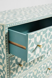 Mediterranean Style 9 Bone Inlay Drawer <b>Chest</b> With Geometric Pattern Modern Living Room Cabinet <b>Storage</b> Furniture - Product Image 3