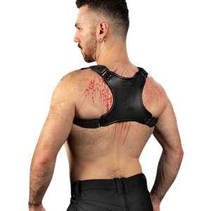 Harnais de poitrine en fausse fourrure pour homme Centurion 2.0, noir, avec bordure en dentelle, bretelles réglables, vêtements de club haut de gamme, costume sexy, harnais de corps - Product Image 6