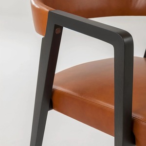 Handcrafted Solid Wood Modern Dining Chair Ergonomic Armrest Backrest Light Upholstered Leather Seat Premium Quality Furniture - Product Image 3