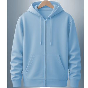 ผู้ผลิตเสื้อฮู้ดซิปแบบกำหนดเอง ขายส่งเสื้อฮู้ดซิปผ้าฝ้ายเรียบๆ สำหรับผู้ชาย รับสกรีนโลโก้ตามแบบ - Product Image 6