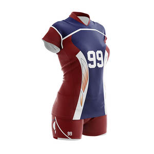 Uniforme de Voleibol Personalizado para Mujer, Jersey Sublimado con Pantalones Cortos, Diseño Ajustado Transpirable, Cuello en V, Manga Corta, Ropa Deportiva de Equipo - Product Image 4