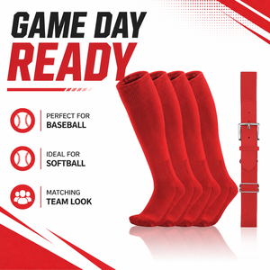 WARPRO INDUSTRY Custom <b>Red</b> Baseball 2 1 Socks <b>Belt</b> Set Knee High Sports Socks Adjustable Elastic <b>Belt</b> Buckle Closure Polyester - Product Image 5