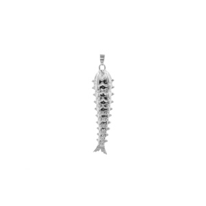 Pendentif en laiton plaqué argent en forme de poisson avec zircone cubique pour la fabrication de bijoux et colliers - Product Image 5