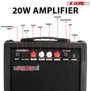 5 Core Guitar Amplifier 20W Electric Portable <b>Mini</b> Amp w Built in 6.5" <b>Speaker</b> Aux Headphone Jack - Product Image 2