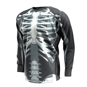 Camiseta de Paintball para Hombre, Manga Larga, Cuello en V, Sublimada, Transpirable, Protección UV, Absorbe la Humedad, Ajuste Atlético, Negro Gris - Product Image 3