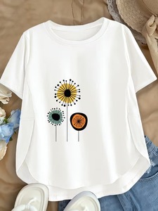 เสื้อยืดแขนสั้นสีขาวสำหรับผู้ชาย ปรับแต่งโลโก้ได้ พร้อมลายพิมพ์ดอกไม้ คอกลม ทรงหลวม สวมใส่สบาย ผลิตจากผ้าฝ้ายเจอร์ซีย์ - Product Image 1