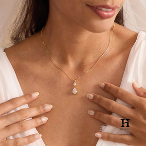 Pendentif élégant en diamant de laboratoire taille poire, collier minimaliste en or 14 carats pour femme - Product Image 3