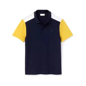 เสื้อคอสูงแขนสั้นผู้ชาย ทรงปกติ สไตล์ลำลอง ผ้าถักเจอร์ซีย์ 100% คอตตอน ระบายอากาศได้ดี สีพื้นตัดกัน - Product Image 5