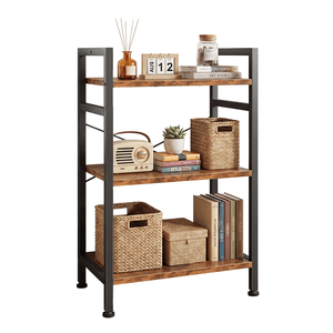 Libreria Industriale a 3 Ripiani in Legno di Quercia, Autoportante, per Casa, Ufficio e Soggiorno - Product Image 1