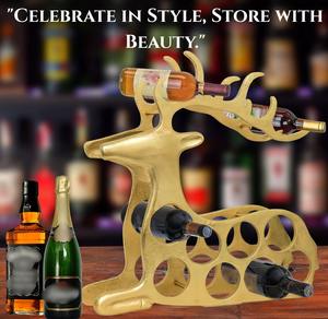 Luxury Gold Deer Shape Wine Bottle Holder Rack For Home Bar Dining <b>Table</b> Decorative Display And Gifting Purpose From India - Product Image 4