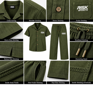 Conjunto Deportivo para Hombre, Camisa de Manga Corta con Botones y Pantalones con Cordón, Estilo Casual, Ligero, para Verano - Product Image 5