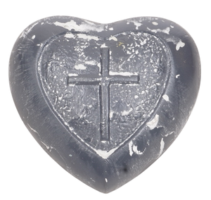 Heart Shape American Style Cremation Urn GREY WHITE WASH CROSS Customizable Designs for Adult - Product Image 1