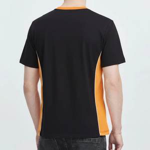 Nuevas camisetas personalizadas al por mayor con logo impreso en DTF, negras y naranjas, para hombre, estilo clásico Highstreet, cuello redondo, transpirables y cómodas. - Product Image 2