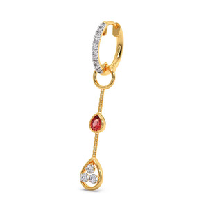 Blush Pink Teardrop <b>Diamond</b> Chain <b>Dangle</b> Hoop <b>Earrings</b> with triple fashion drop - Product Image 2