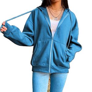 Wholesale High Quality Women's Sportswear Full <b>Zipper</b> Hooded Sweatshirts Custom Gym Fitness Badges New OEM Private Front - Product Image 6