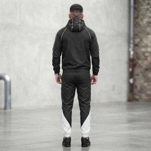 Custom Embroidered logo Lightweight piping Windbreaker <b>Zip</b> Jacket Set Nylon Streetwear Tracksuit Stripe Sweatsuit for Men - Product Image 6