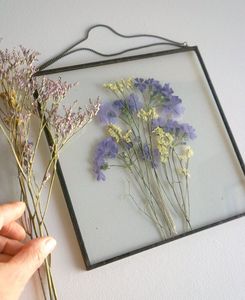 Cadre photo suspendu en verre avec bordure métallique, pour affichage d'images flottantes, fleurs pressées botaniques, décoration murale minimaliste, cadre en verre artistique - Product Image 1