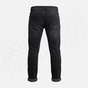 Jean en denim coupe droite délavé foncé pour homme, taille haute, coupe slim, en coton, style décontracté, pantalon d'automne - Product Image 2