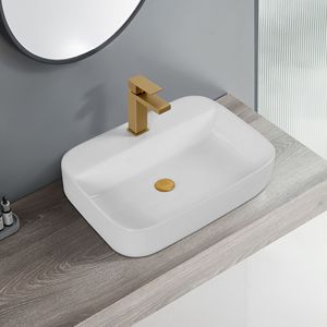 Bothwa Home White Finish rettangolare in ceramica lavabo coppe certificate da bagno - Product Image 1