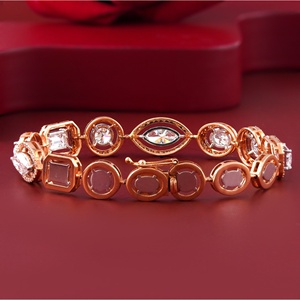 14K Rose <b>Gold</b> Tennis Bracelet with 7.62 CT Multi-Cut Cluster Lab Grown Pear Cut Diamond Rhodium Plated IGI Certified - Product Image 4