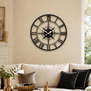 Empire Compass Black Metal Roman Wall Clock 15 Inch Luxury Compass Inspired Decorative Wall Clock with Gold Hands Modern Quartz - Product Image 4