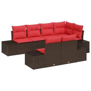 Ensemble de canapés de jardin en polyrotin marron 7 pièces avec coussins - Product Image 2