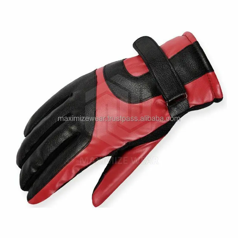 New Fleece Mens Genuine Leather Winter Gloves Warm Fur Lined Driving Black High Quality Full Finger Fashion Driving Gloves