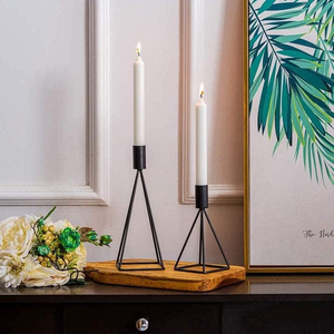 Juego de 2 Portavelas Modernos Geométricos de Hierro Forjado, Duraderos, Elegantes, Minimalistas, Negros, Decoración Navideña para el Hogar, Decoración de Mesa - Product Image 2