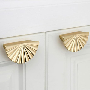Semicircle Sunflower Brushed <b>Gold</b> Cabinet <b>Pulls</b>,Brass <b>Drawer</b> Handles Knobs,Half Round Kitchen Cabinet Handles Door Knobs - Product Image 4