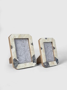 Luxury Handmade Bone Inlay Photo <b>Frame</b> <b>White</b> and Grey Geometric Mosaic Picture <b>Frame</b> Decorative Tabletop Display <b>Frame</b> Custom - Product Image 2
