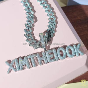 Luxury Moissanite Diamond " XMTHEBOOK " <b>Letter</b> Pendant With Cuban Chain Full Iced Out Hip Hop Necklace - Product Image 6