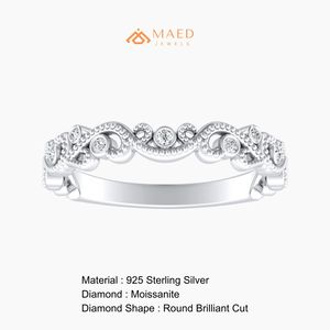 Anillo de Boda Vintage de Plata de Ley 925 con Diamante Moissanita, Anillo de Eternidad para Mujer, EE. UU. - Product Image 6