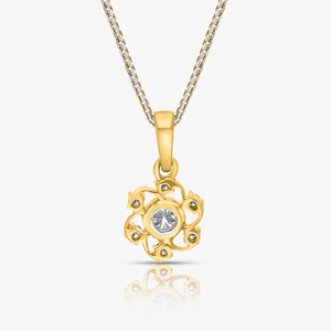 Collier pendentif fleur classique en or jaune avec chaîne en cristal strass, unisexe, à porter au quotidien - Product Image 2