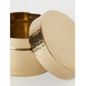 High Quality Handmade Eco-Friendly Hammered Copper <b>Candle</b> Jar with Polished Natural Finish 5 oz Luxury Empty Round Container - Product Image 5