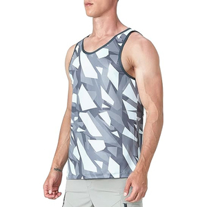 Clothing Gold High Quality Breathable <b>Loose</b> Fitness Yoga Blank Long Knitted <b>Tank</b> <b>Top</b> for Men Gym Anti-Pilling 100% Cotton - Product Image 2